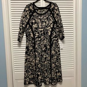 Beige/Black Print Dress Barn Sweater Dress s2x NWT